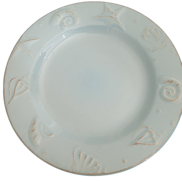 Thomson Pottery Cape Cod Blue Salad Plates Coastal Shells Cottage Set of 3 Mint - Picture 5 of 9
